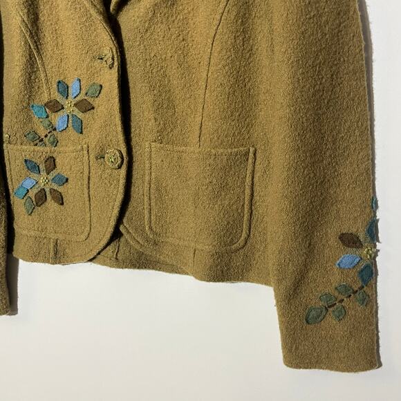 Vintage 90s Nomadic Traders 100% Wool Floral Cardigan Sweater Womans Size Small - Picture 3 of 6